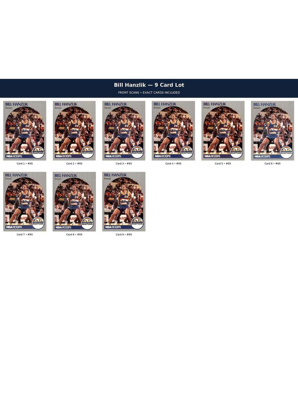 Bill Hanzlik Basketball Cards 9 Card Lot